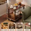 Mesa Lateral de Madera Maciza Estilo Vintage Estante de Almacenamiento Lateral para Sofá Mesa Pequeña Mesa de Noche para Dormitorio Sala de Estar Uso en el Hogar Mesa de Café Pequeña