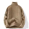 Suéter de malha plus size tamanho europeu mais vendido transfronteiriço masculino e feminino outono e inverno gola redonda gola alta forrado com veludo cor sólida camada base atacado de fábrica
