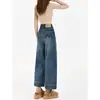 Jeans Rectos de Cintura Alta para Mujer, Nuevo Estilo Primavera y Otoño, de Alta Gama, Petite, Acortados, Estrechos, Pierna Ancha, Sueltos, Pantalones de Abuela