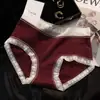 7A Roupa Íntima Feminina Vermelha Algodão Grafeno Antibacteriana Forro Respirável Calcinha de Cintura Média