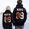 2022Wish Moda Europea y Americana Sudadera Holgada con Capucha y Estampado en la Espalda Kingqueen para Pareja Versátil