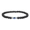 Pulsera para Hombre de Piedra Natural Nueva Transfronteriza de 6 mm de Ónix Negro y Piedra Bilis Negra con Cuentas, Pulsera Sencilla de Vacaciones Hip-hop para Mujer