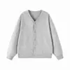 Yidao Vintage Otoño 2026 Nueva Colección: Suéter cárdigan de punto liso de color sólido con cuello en V, tejido de punto para hombre estilo americano de ajuste relajado
