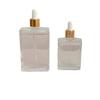 Gotero de vidrio con cabeza rompedora para pegamento de aceite esencial, pipeta, frasco de esencia 30ml50ml100ml, cuadrado, cristal blanco, material, cuadrado plano