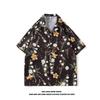 Camisa floral vintage retrô estilo Hong Kong, manga curta, estilo havaiano tailandês, design bonito, camisa solta para homens e mulheres