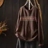 Suéter de Punto Jacquard Redondo Estilo Étnico Retro Otoño 2026 para Mujer, Corte Holgado, Suéter Pulóver Versátil de Mezcla de Algodón MHT