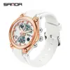 Reloj Estudiante Sanda Pantalla Dual Multifuncional Despertador 2 Zonas Horarias Moda Tendencia Reloj Electrónico Resistente al Agua Luminoso Reloj de Pulsera para Hombres Mujeres