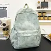 Mochila de Color Sólido con Estampado de Bambú, Nueva Tendencia Estilo Coreano, Alta Apariencia, para Estudiantes de Secundaria, Ligera, Gran Capacidad, Doble Hombro