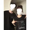 Algodón Puro PeinadoCamisetas a Juego de Nicho para Parejas Hombres y Mujeres, Tops Holgados de Manga Corta de Moda para Verano y Primavera