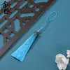 Colgante con borla de flecos de seda helada y corona de cloisonné de estilo antiguo para decoración de abanico Hanfu, marcapáginas, peine, adorno colgante