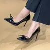 Hermosos Zapatos de Tacón Alto para Mujer con Lazos, Versátiles y Elegantes, Zapatos de Salón Negros Sexy de Punta Fina, Modelo Nuevo para Principios de Primavera 2026