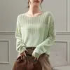 Calado, Ligero, Transpirable, Estilo Relajado, Cuello Redondo Cómodo, Camisa Básica y Elegante para Mujer de Primavera/Verano para el Trabajo