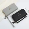 Nova Carteira Longa Feminina da Moda com Fecho de Zíper Clutch Multifuncional de Grande Capacidade com Alça de Pulso Vários Compartimentos para Cartões PVC