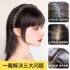 Diadema de Pedrería Flequillo Peluca para Mujer Cortina Frontal Cubre Cabello Blanco Peluca de Flequillo Aire Blanco