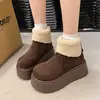 Zapatos de Algodón Versátiles de Suela Gruesa con Aumento de Altura de 6.5 cm 2026 Nuevas Botas Cortas Peludas Cálidas Forradas de Polar Moda para la Nieve
