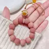 Pingente de Garra de Gato Lótus Rosa Bodhi de Jade Branco Chaveiro Anti-Perda para Meninas, Acessório Versátil para Bolsa Diária