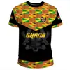 Camiseta Cruz África Ghana Impresión 3D para Hombre Cuello Redondo Manga Corta Moderna Deportiva Camiseta de Fútbol