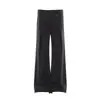 Calça de Sarja de Cintura Alta com Listras Verticais e Barra Larga Estilo Old Money Outono Novo Caimento Amplo Limpo Drapê Calça Casual de Alta Qualidade