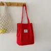 Bolsa Tote Nova da Moda Estilo Coreano para Mulheres, Bolsa de Ombro Artística de Veludo Cotele de Grande Capacidade, Bolsa de Ombro Lisa Versátil Casual para Mulheres
