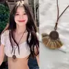 Colar Metálico Vintage Desgastado para Mulheres Boêmio Versátil Pingente de Anel Longo Colar de Garota Popular Ins Versátil