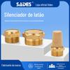 Silenciador pneumático de cabeça plana de cobre, silenciador de cabeça longa de aço inoxidável, mola de aceleração, tampa interna ajustável, redução de ruído, silenciador