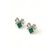 Colar de Aço Titânio Verde com Laço Não Desbota para Mulheres, Joias Versáteis Simples de Luxo Leve de Nicho de Alta Qualidade