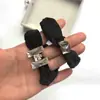 Elástico de Cabelo com Letra de Strass de Alta Qualidade, Estilo Levemente Luxuoso e Simples, Elástico de Cabelo Scrunchie para Mulheres, Adequado para Coque ou Rabo de Cavalo
