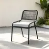 Silla de ratán para patio exterior, mesa y sillas de ocio, balcón al aire libre de jardín para el hogar, silla creativa con respaldo de cuerda para casa de huéspedes, mesa de café pequeña