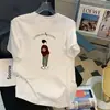 Camiseta de Manga Corta Marca de Moda Camiseta para Hombre Talla Grande para Hombre Holgada Cuello Redondo Estampada Estilo Coreano Top de Moda Ins Comercio Exterior Transfronterizo