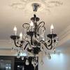 2025 Novo Estilo Francês Quarto Retro Sala de Jantar Sala de Estar Atmosfera Moderna Luminária Principal de Luxo Leve Lustre de Cristal Preto