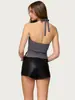 Tk171 Nuevos Shorts Negros de Piel Sintética para Mujer, Tiro Bajo, Corte Ajustado, Favorecedores, Estilo Chica Caliente, Versátiles, Sexy Estilo Biker