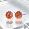 Brincos de Tarraxa Roxo Romântico da Idade Média Femininos Brincos Geométricos de Alta Qualidade 2025 Novos Brincos Elegantes com Flor Francesa para Mulheres