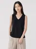 2026 Primavera/Verano Malla de Seda Ultrafina 100% Seda de Morera Camiseta sin Mangas de Punto con Escote en V para Mujer