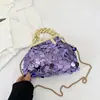 Bolsa de Alta Qualidade Estilo Coreano Feminina 2025 Nova Tendência para o Dia a Dia Bolsa Transversal com Corrente Bolsa de Ombro Único com Corrente de Lantejoulas Fecho de Moda