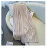 Saia Calça Wide Leg Branca Transparente de Seda Gelo para Mulheres, Verão 2026 Fina de Cintura Alta Fluida Casual