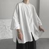 Camisa de Manga Corta Estilo Chino Nuevo para Hombre Diseño de Moda Nacional Chic Estilo Hong Kong Top Verano Retro Holgada Manga Siete Cuartos
