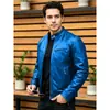 Chaqueta de Cuero Sintético Ajustada para Hombre con Cuello Alto, Chaqueta de Motociclista, Ropa Exterior Casual de Moda para Primavera y Otoño, Nueva Chaqueta de Cuero Transfronteriza