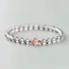 Pulseira de Contas de Transferência Pedra da Lua Cinza Flor de Pessegueiro Cristal de Morango Pulseira da Lua Cinza de Entrada de Luxo Enviar para Namorada Cristal Fino