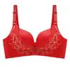 Conjunto de Lencería Roja para Mujer, Novia de Boda, Año del Buey del Zodiaco, Sujetador Push-Up Grueso sin Cable, Tallas Grandes, Estilo Delgado
