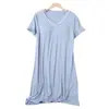 Camisola fina de verão para mulher, de manga curta, cor sólida, com bojo no peito, decote em V, peça de exterior, roupa para casa, atacado transfronteiriço