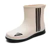 Zapatos impermeables para hombre, botas de lluvia para hombre, botas de lluvia antideslizantes resistentes al desgaste, para las cuatro estaciones, zapatos de goma de caña corta para hombre adulto, con cubrezapatos de algodón para trabajo cálido