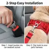 Correa de Seguridad Ajustable para Perro en Asiento de Coche - Correa Resistente de Nylon con Gancho Giratorio de 360 grados y Clip de Hebilla de Cinturón de Seguridad Universal para Perros Pequeños, Medianos y Grandes, Negro