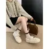 Primer Encuentro Temporada Lazo Zapatos Peludos para Mujer Otoño/Invierno Nuevo Estilo Estilo Hada Suave Zapatos de Algodón Cálidos Con Felpa Mary Jane Zapatos de Salón