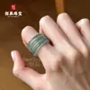 Anillo de Jadesita Natural Nudo de Bambú para Hombres y Mujeres, Tipo Hielo de Agua Azul, Banda Lisa de Nicho Guatemalteco, Anillo de Corte Recto, Anillo para el Dedo del Pie
