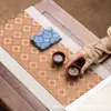 Corredor de Mesa Impermeable de Doble Cara con Diseño de Flor de Crisantemo en Brocado de Artesanía Premium Estilo Chino para Sala de Estar en Casa Mesa de Té Zen Juego de Manteles Individuales para Té