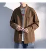 Camisa masculina, camisa de algodão e linho estilo Tang chinês de manga longa, top casual vintage para primavera e outono