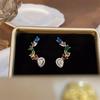 Pendientes de mariposa estilo retro francés con forma de gota de agua y circonita de lujo para mujer, con temperamento de alta gama y sentido de la moda.