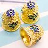 16*15mm aleación gota de aceite flor de cloisonné sombrero borla quemada azul metal sombrero accesorios de ropa Campana colgante