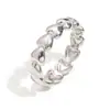 Anel Elegante de Alto Padrão Versátil Simples para o Dia a Dia Europeu e Americano Anel Aberto Coração em Aço Inoxidável Banhado a Ouro 18K para Mulheres