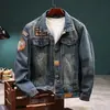 Chaqueta de mezclilla retro americana transfronteriza para hombre, otoño e invierno, engrosada, corte holgado, marca de moda, chaqueta de trabajo bordada de alta gama